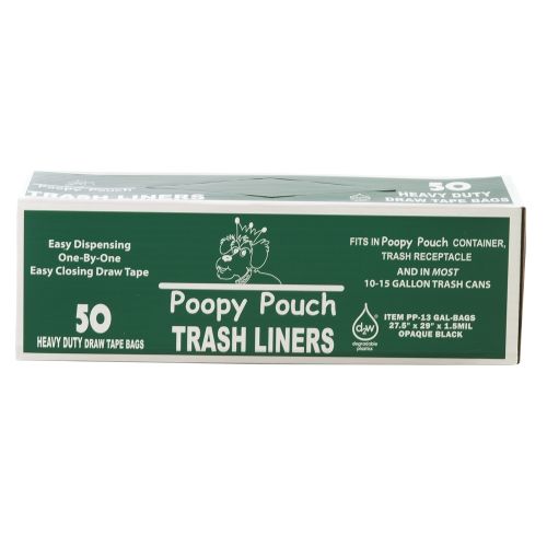 Crown Products® Poopy Pouch 13 Gallon Trash Bags with Draw Tape for Pet Waste Control Station